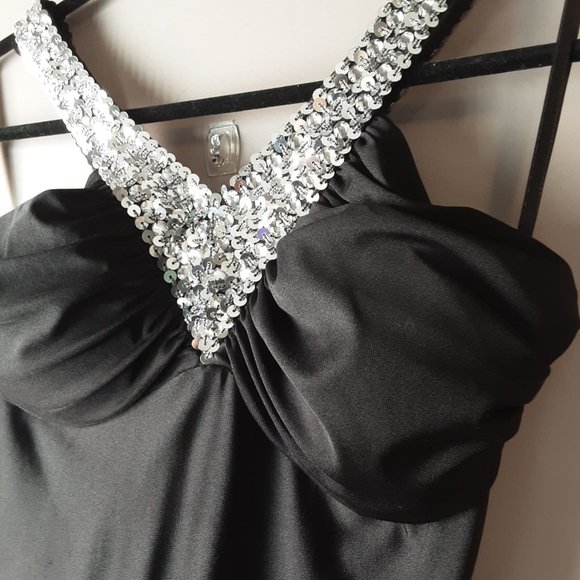 "Light in the Box" Black Open Back Sparkle Maxi Dress | Size 8-10 - Picture 4 of 13